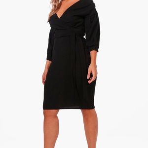 BOOHOO Plus Off The Shoulder Wrap Midi Dress (Blush Pink) Sz 22